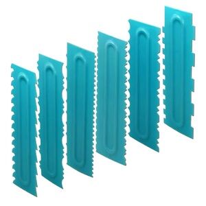 NEW Cake Scraper Polisher Set of 6 Decorating Icing Smoother Edge Tool 12 Design